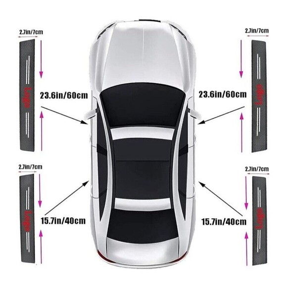 Mitsubishi 4pc Car Door Threshold Protection Sticker Logo Easy Clean Protection - Picture 2 of 6